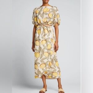 REBECCA TAYLOR Lemon Print Tulip Wrap Skirt S Small Midi Cotton Lightweight